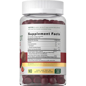 Carlyle Beet Root Gummies | 60 Count | Vegan Strawberry Flavored Chewable Supplement | Non-Gmo, Gluten Free
