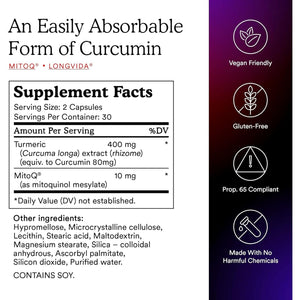 Mitoq Curcumin Advanced Coq10 Antioxidant - Supports Immunity, Digestive Health, & Cell Vitality (60 Capsules)