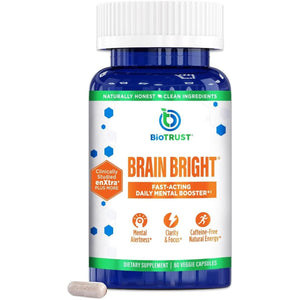 Biotrust Brain Bright – Daily Nootropic Boost for Focus, Concentration, Mental Clarity 30 Servings