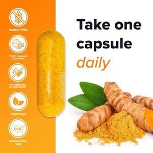 Theracurmin Turmeric Curcumin Supplement for Enhanced Joint Support, 60 Capsules (Herbal Turmeric)