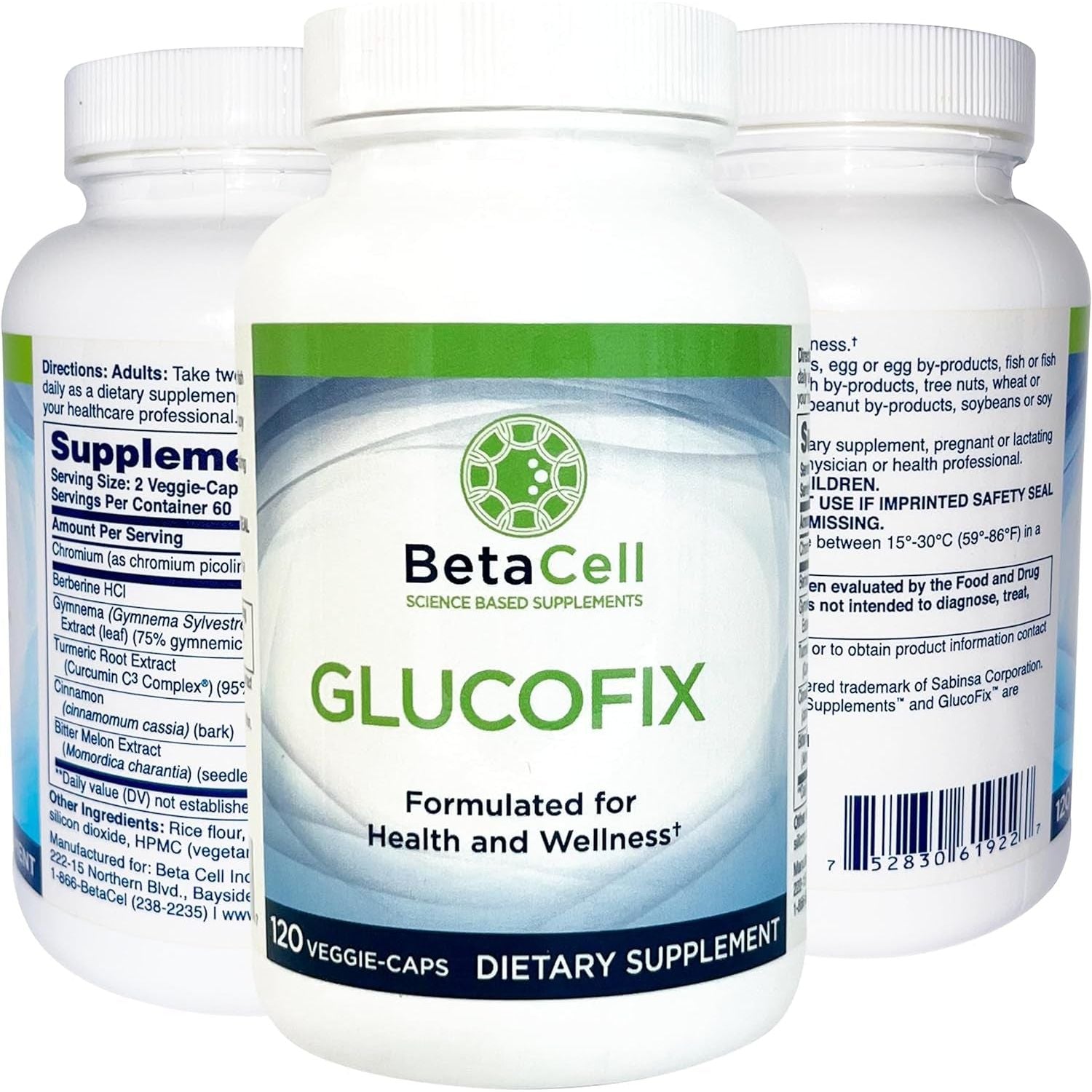 Glucofix - Berberine Supplement - Herbal Supplement with Cinnamon, Gymnema, Berberine, Bitter Melon, and Turmeric - 120 Capsules