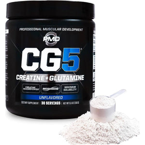 PMD Sports CG5 Premium Creatine & L Glutamine Powder, UNFLAVORED 30 Servings
