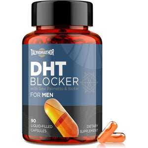 DHT Blocker for Men with Saw Palmetto & Biotin, Hair Growth Formula in Liquid-Filled Capsules, 90 Capsules
