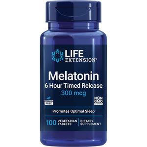 Life Extension Melatonin 6 Hour Timed Release, 300 Mcg 100 Tablets