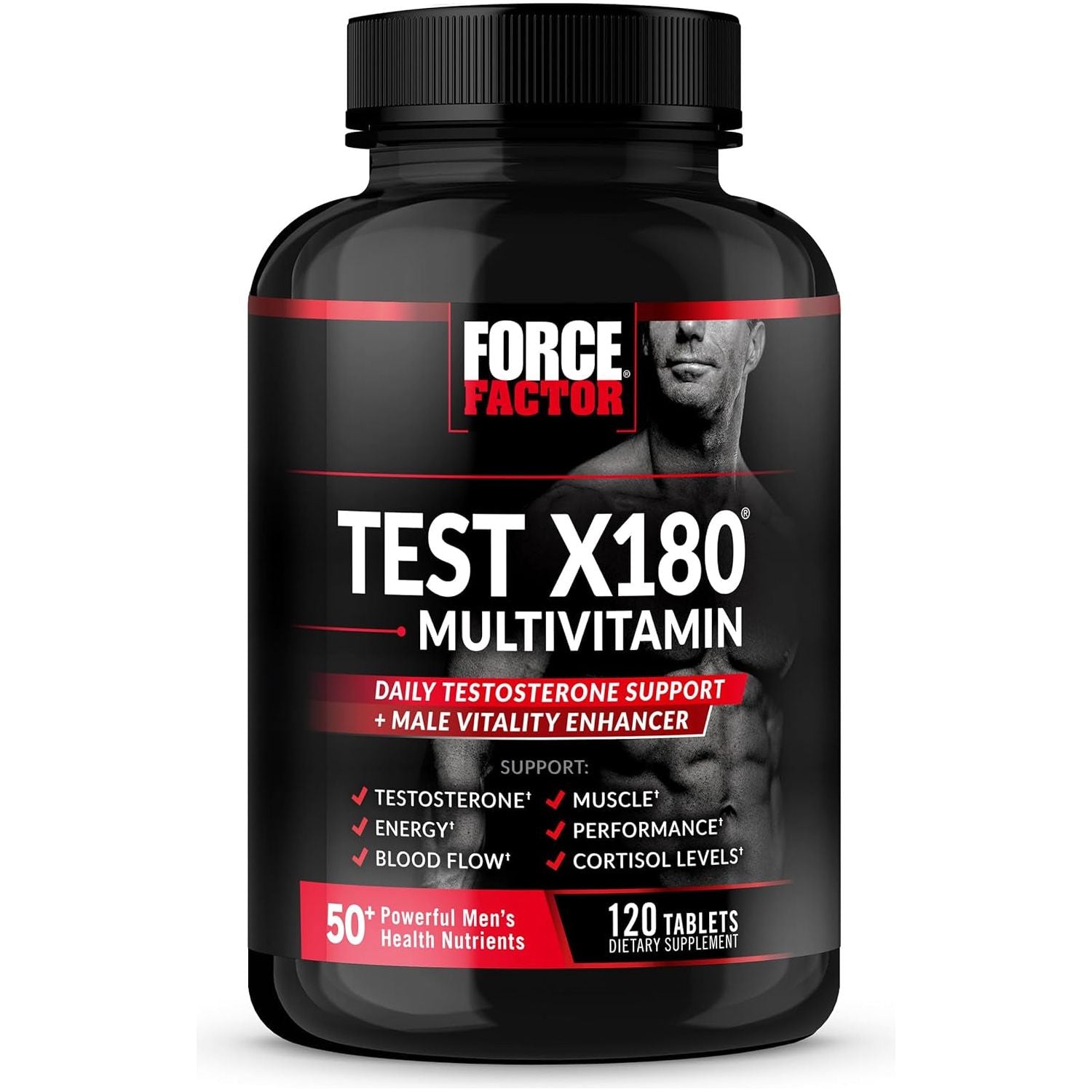 FORCE FACTOR Test X180 Multivitamin, Testosterone Booster Supplement, Support Muscle, Strength, Performance & Vitality 120 Tablets