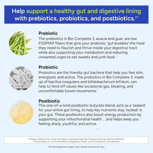 Gundry MD® Bio Complete 3, 3-In-1 Probiotics for Gut Health and Digestion 30 Day Supply