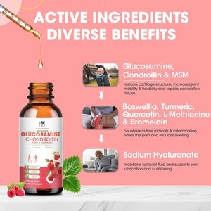 Glucosamine Chondroitin MSM Liquid Drops Antioxidant Support for Back,Knee,Hands-Joint Support