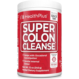 Health plus Super Colon Cleanse - Natural Detox, Digestive Constipation Relief - 12 Oz Powder, 68 Servings