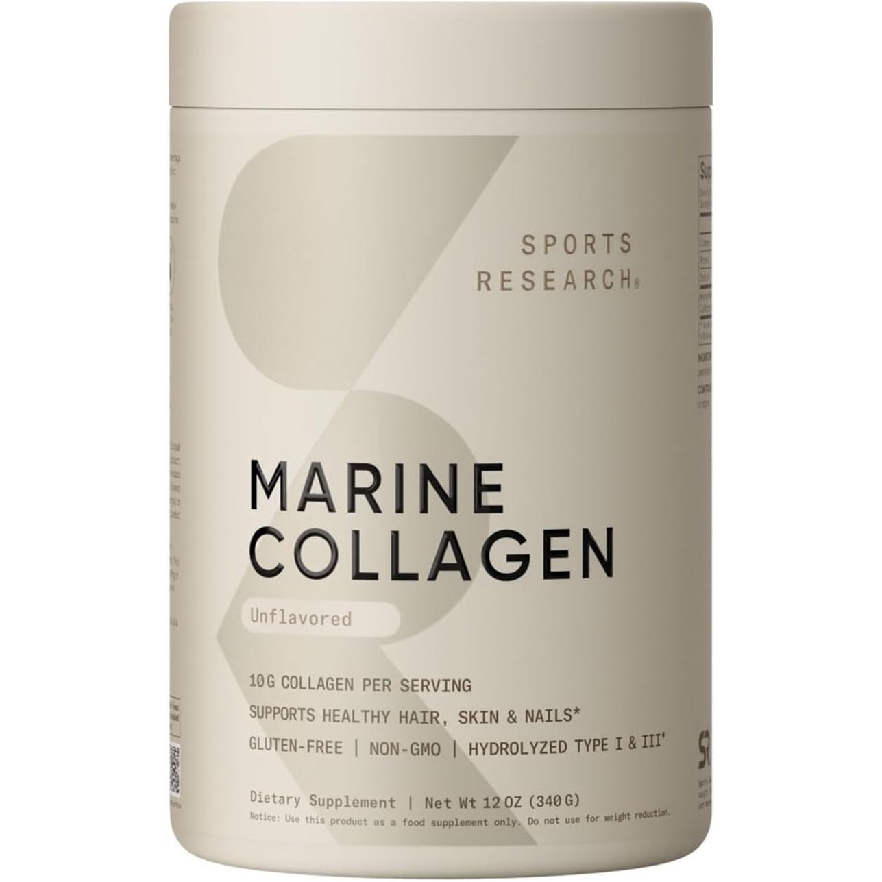 Sports Research Marine Collagen Peptides Powder - Easy to Mix in Water or Juice! (34 Servings)