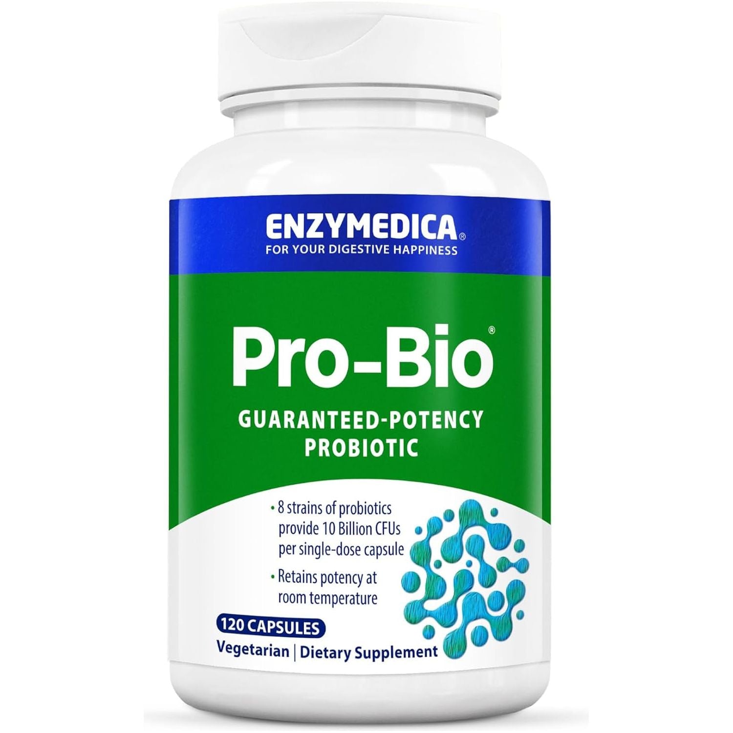 Enzymedica, Pro-Bio, Shelf Stable, Stomach-Acid Resistant Probiotic for Healthy Digestion, 10 Billion CFU, 120 Count