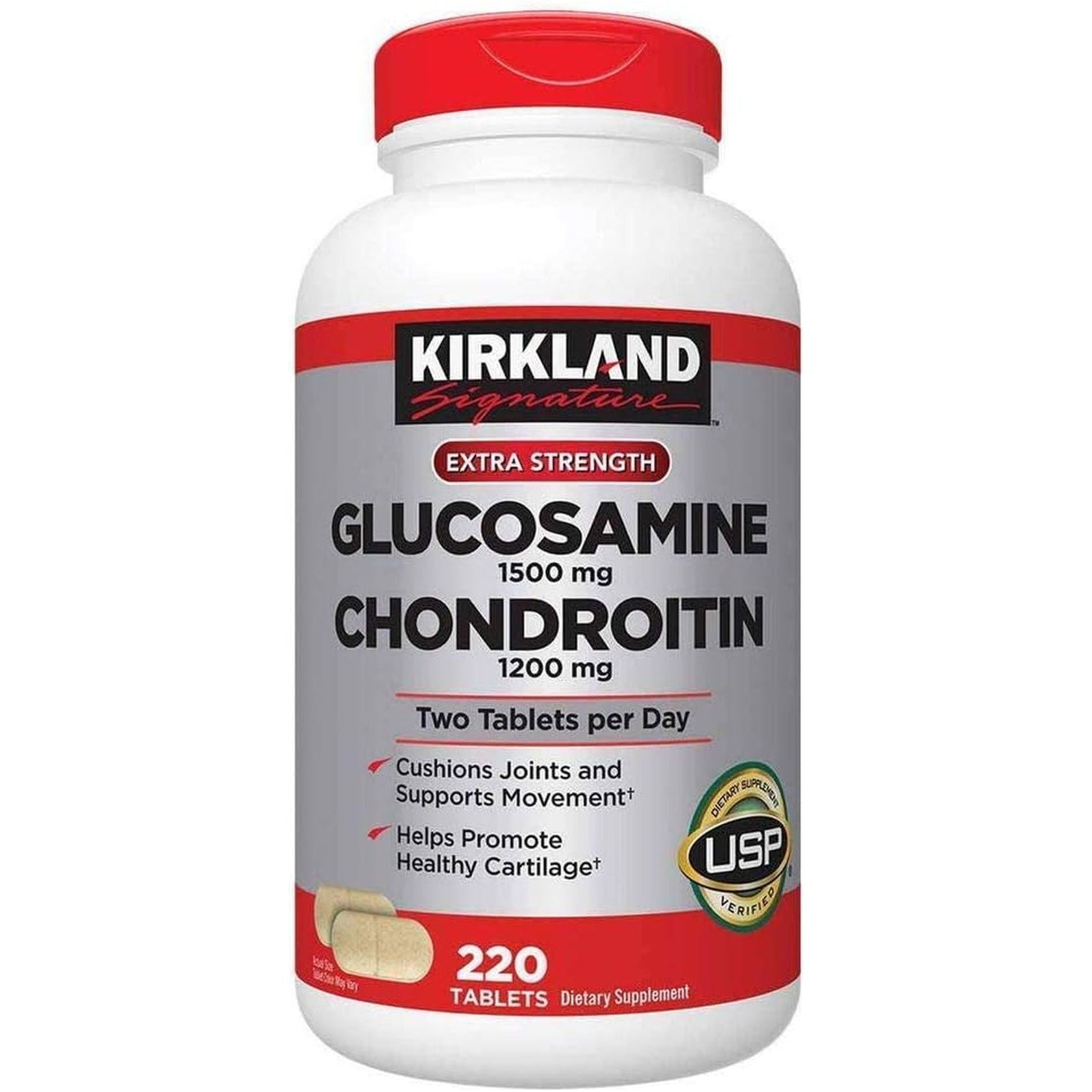 KIRKLAND Signature Extra Strength Glucosamine 1500 Mg Chondroitin 1200 Mg 220 Tablets