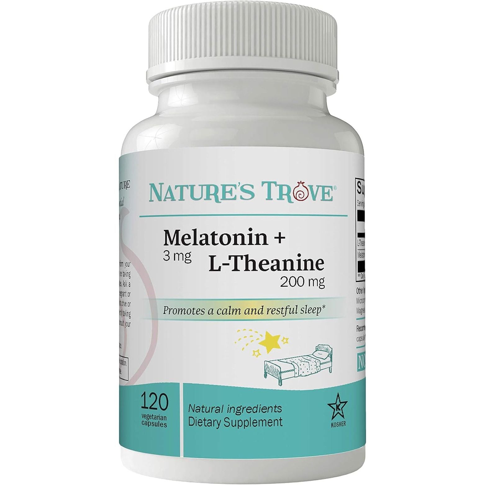 Nature'S Trove Melatonin 3Mg + L Theanine 200Mg – Calm and Relaxation – 120 Capsules