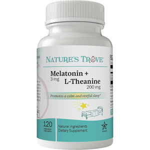Nature'S Trove Melatonin 3Mg + L Theanine 200Mg – Calm and Relaxation – 120 Capsules