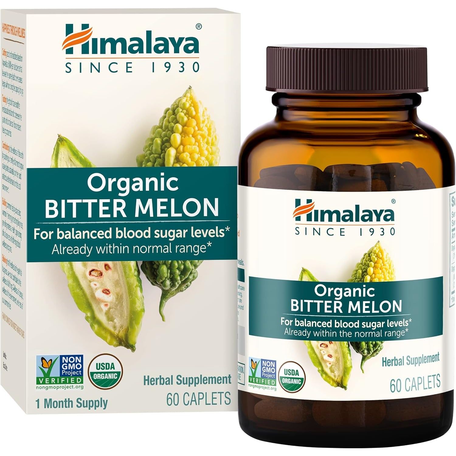 Himalaya Organic Bitter Melon for Glucose Metabolism, 660 Mg, 60 Caplets, 1 Month Supply