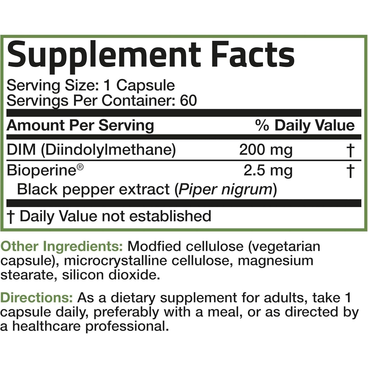 Bronson DIM 200 MG Supplement with Bioperine for Enhanced Absorption, Estrogen Metabolism & Maintains Balanced Hormone Levels, 60 Capsules