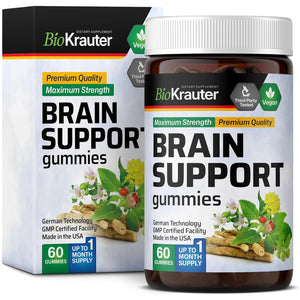 BIO KRAUTER Brain Support Gummies - Natural Brain Supplement - 60 Vegan Chews