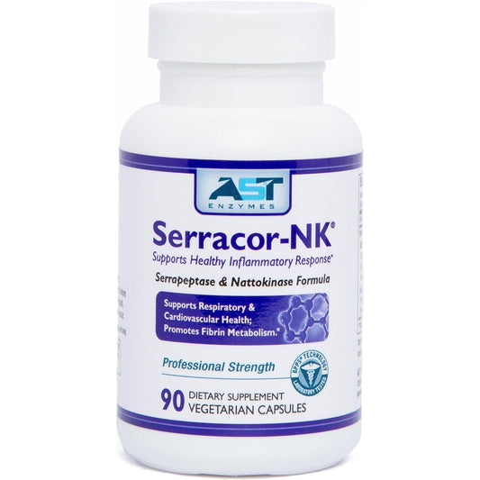 AST Enzymes Serracor-Nk –Proteolytic Systemic Enzyme Formula for Circulatory and Respiratory Support – 90 Vegetarian Capsules