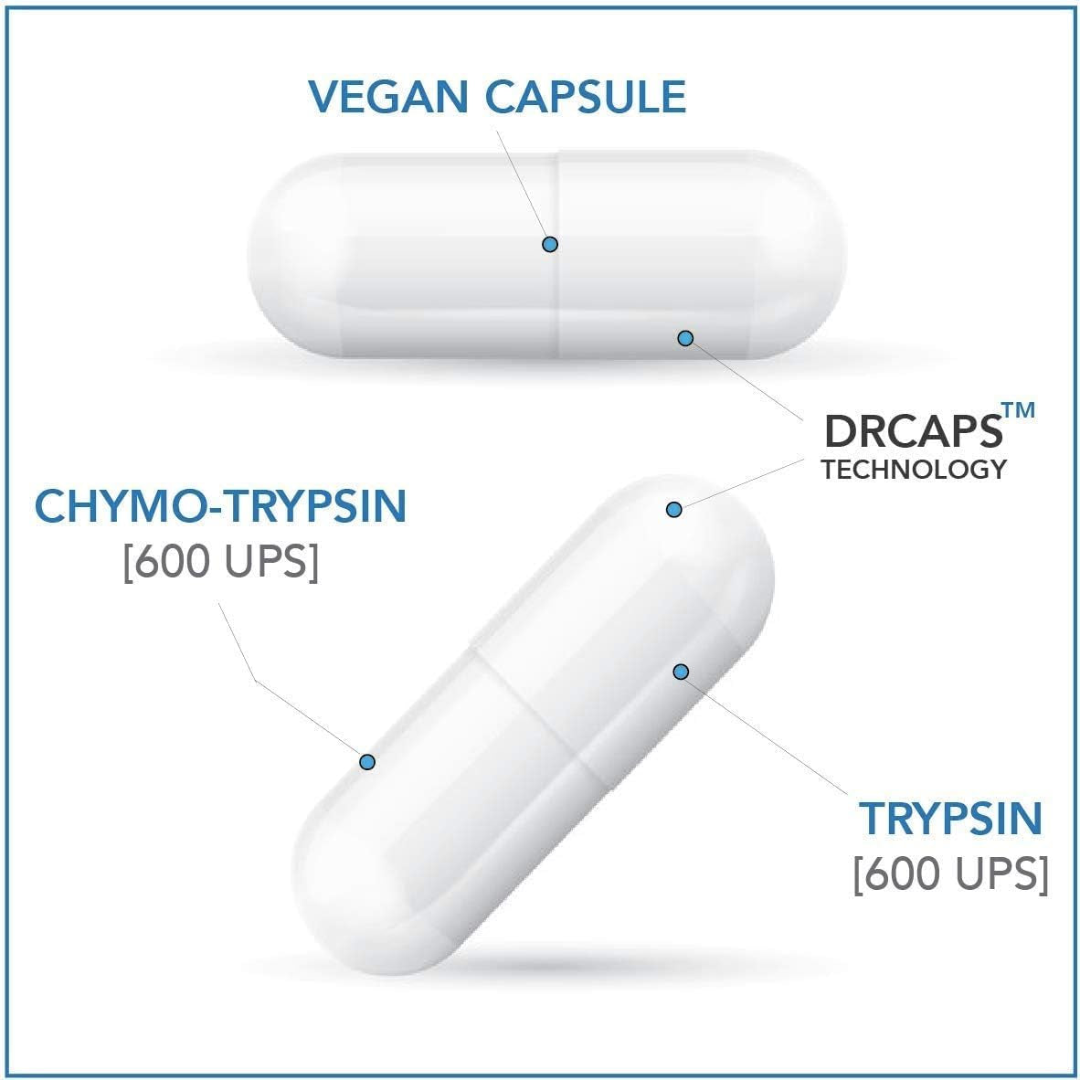Bruizex Proteolytic Enzymes| Trypsin & Chymotrypsin Recovery Supplement for Tissue Trauma, Bruising, Swelling 60 Caps