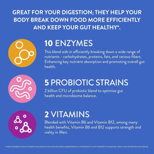 FRISKA Men’S Daily Digestive Enzyme and Probiotics Supplement 30 Capsules