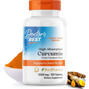 Doctor'S Best Curcumin from Turmeric Root with C3 Complex & Bioperine for Joint Support 1000 Mg, 120 Tablets
