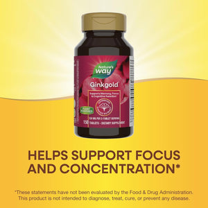 Nature'S Way Ginkgold Advanced Ginkgo Extract, Supports Memory, Focus & Cognitive Function* 150 Tablets