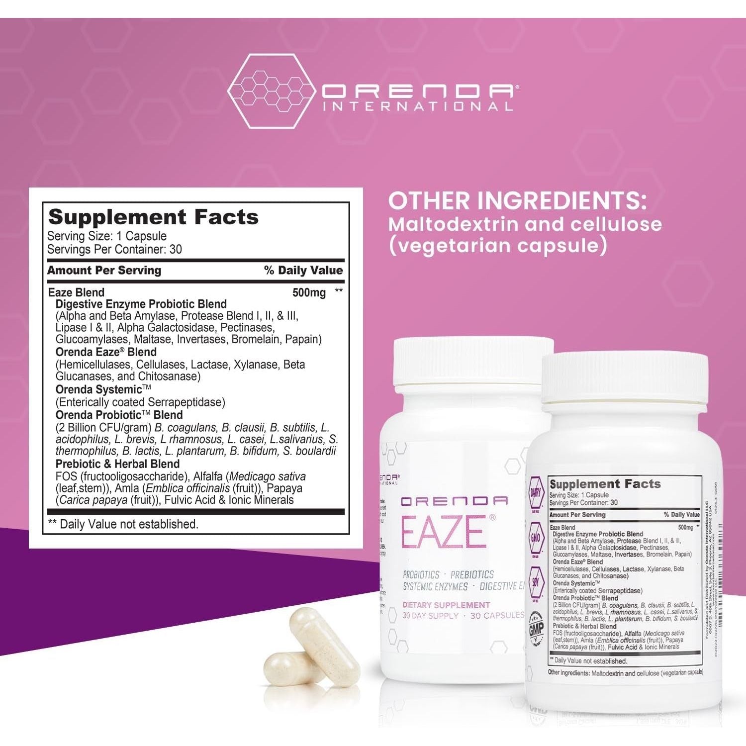 Orenda Eaze®: Gut Wellness Capsules | 6-In-1 Digestive Support - Elevate Your Gut Health Today - 30 Capsules