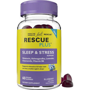 Bach RESCUE plus Sleep & Stress Support Gummies, Nighttime Supplement 60 Count