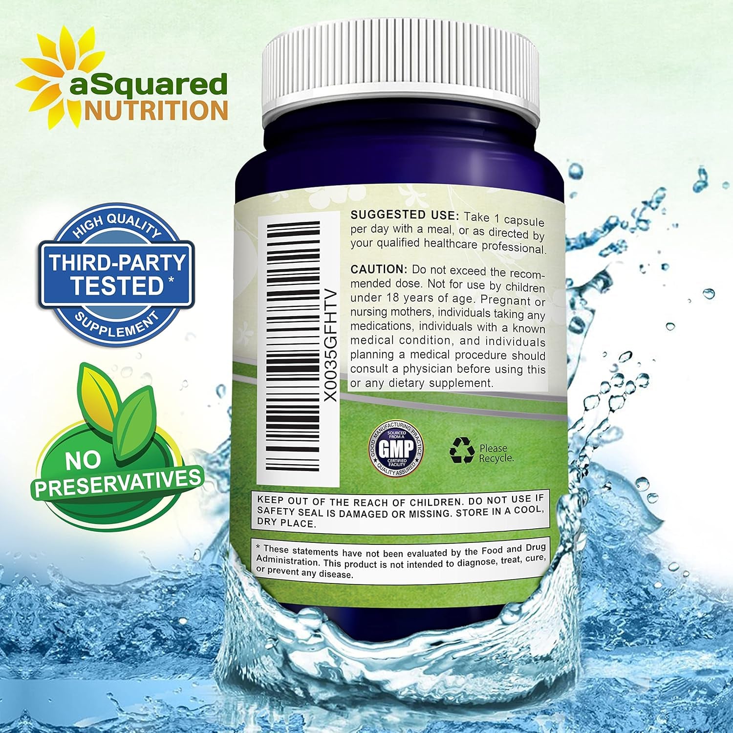 Asquared Nutrition Apigenin 50Mg & L-Theanine 200Mg - 120 Capsules