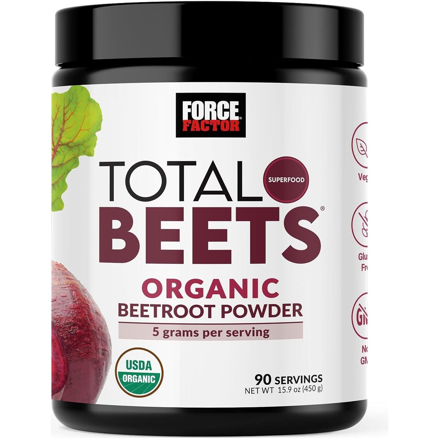 Force Factor Total Beets Organic Beetroot Powder Superfood to Boost Daily Nutrition,Unflavored, 90 Servings
