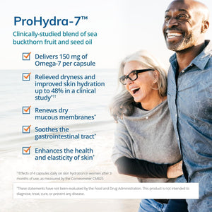 Euromedica Prohydra-7 - Skin Health Support Supplement with Omega-7 Sea Buckthorn Oil - 60 Softgels