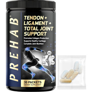 PREHAB Tendon + Ligament + Total Joint Support for Athletes with Glucosamine Chondroitin MSM Turmeric Boswellia