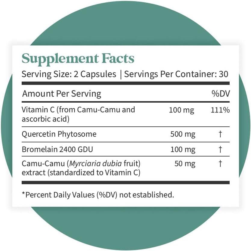 Pattern Wellness Quercetin Supplement with Bromelain - Immune Function & Cellular Health Support 60 Capsules