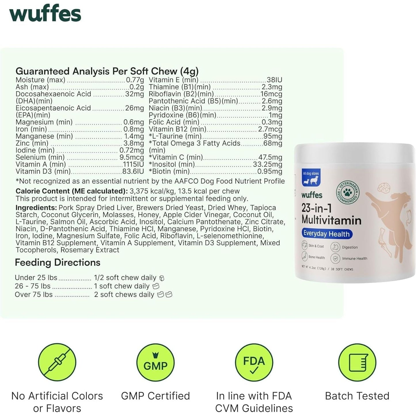 Wuffes 23-In-1 Chewable Dog Multivitamin&Supplements - 30 Soft Chews (23-In-1)