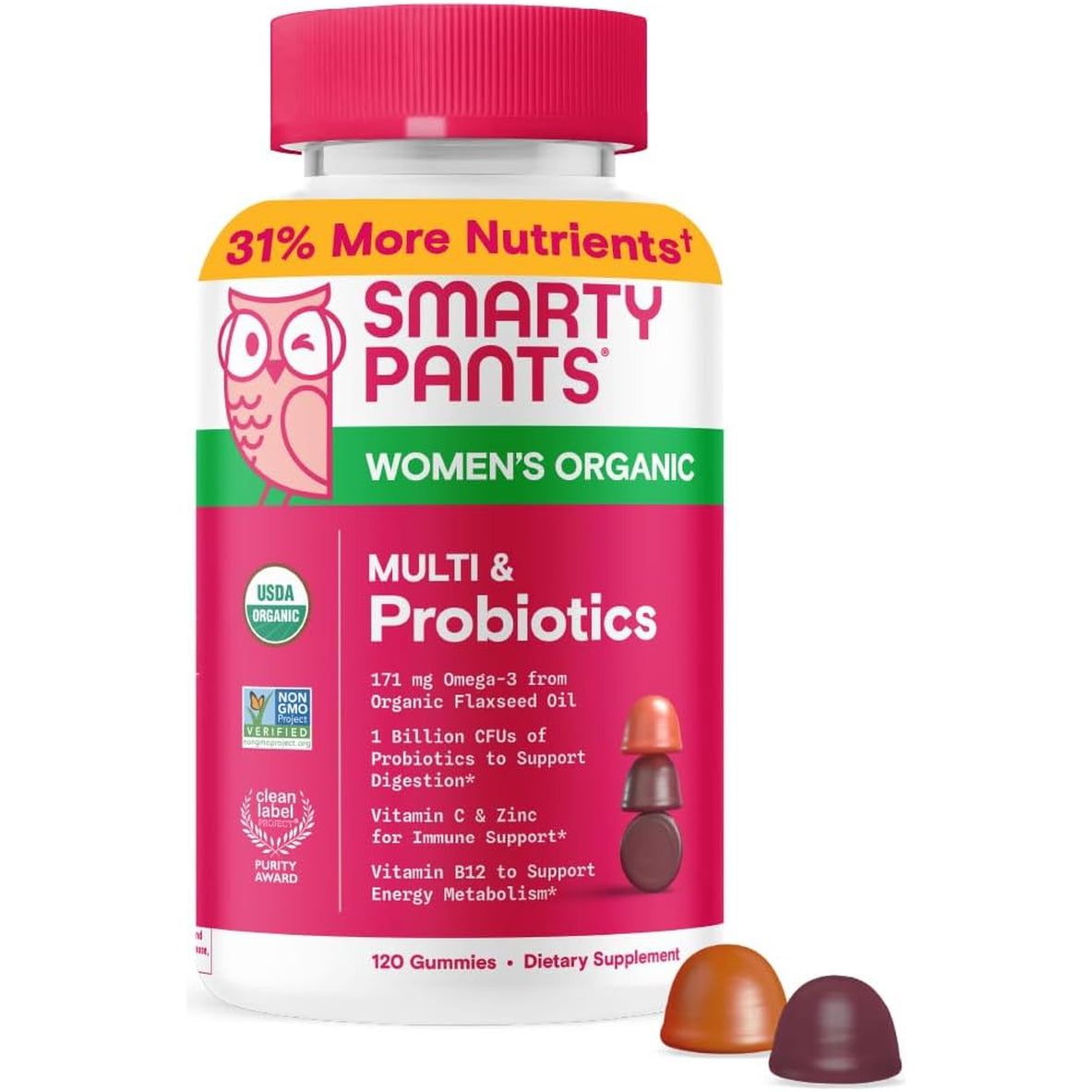 Smartypants Organic Women'S Multivitamin Gummies 120 Count (30 Day Supply)