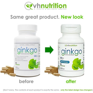 VH Nutrition Ginkgo BILOBA | 550Mg Standardized Extract Supplements | Cognitive and Memory Support* | 60 Capsules