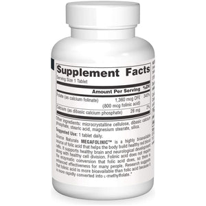 Source Naturals Megafolinic, Bioactive Form of Folic Acid, 800 Mcg - 120 Tablets