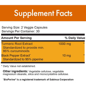 Stop Aging Now - Curcumin2K Formula with Bioperine Black Pepper Extract - 60 Veggie Caps