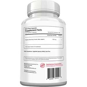 Beet Root Capsules Supports Blood Pressure, Athletic Performance, Digestive, Immune System (1200Mg/200 Capsules)