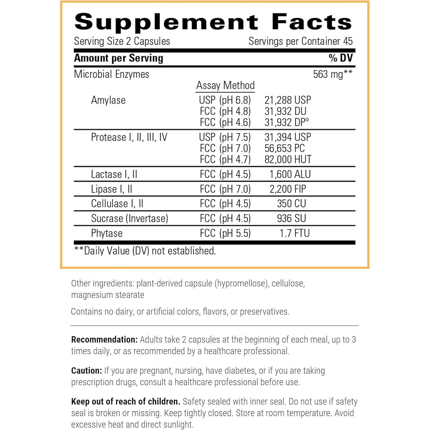 Integrative Therapeutics Similase - Physician Developed Digestive Enzymes - Vegan - 180 Vegetable Capsules
