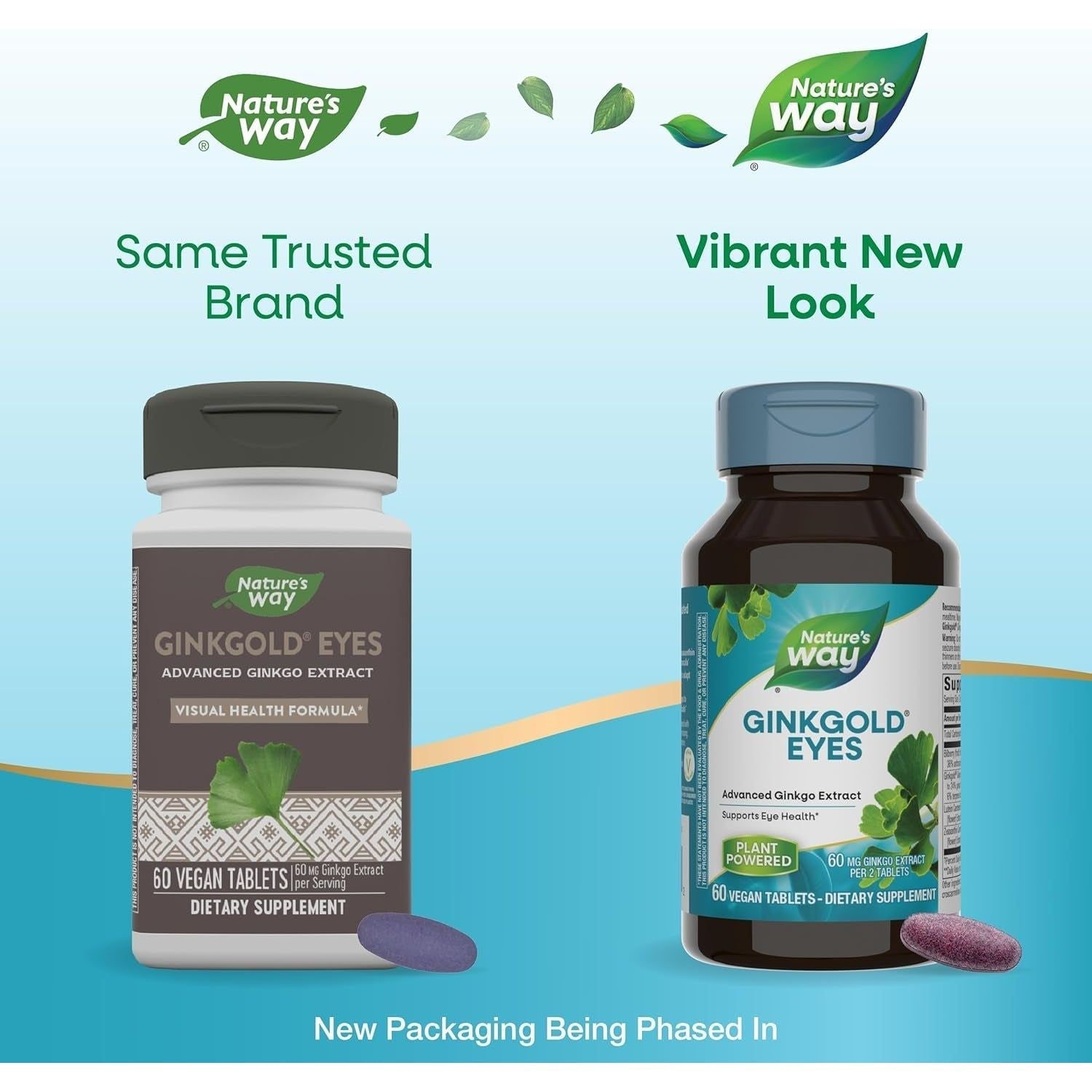 Nature'S Way Ginkgold Eyes, Gingko Biloba Supplement for Adults, Supports Eye Health* 60Mg/60 Tablets