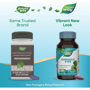 Nature'S Way Ginkgold Eyes, Gingko Biloba Supplement for Adults, Supports Eye Health* 60Mg/60 Tablets