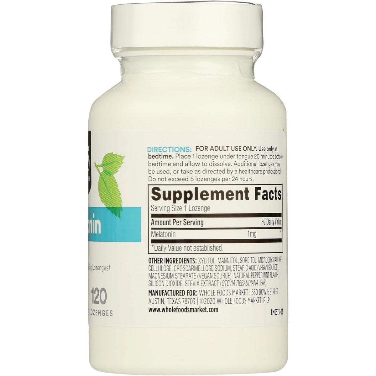 365 by Whole Foods Market, Melatonin 1Mg Peppermint, 120 Lozenges - Suppviv