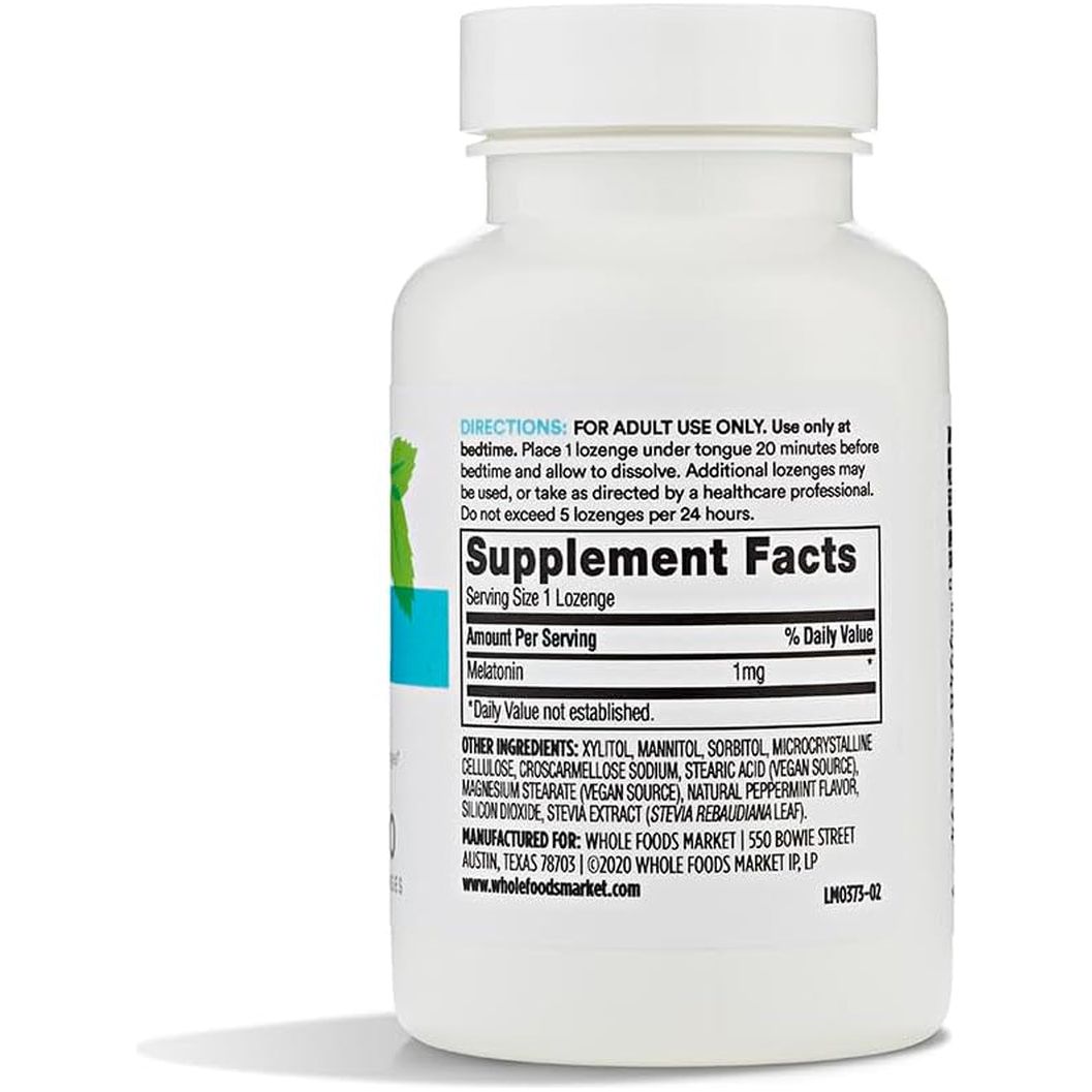 365 by Whole Foods Market, Melatonin 1Mg Peppermint, 120 Lozenges - Suppviv