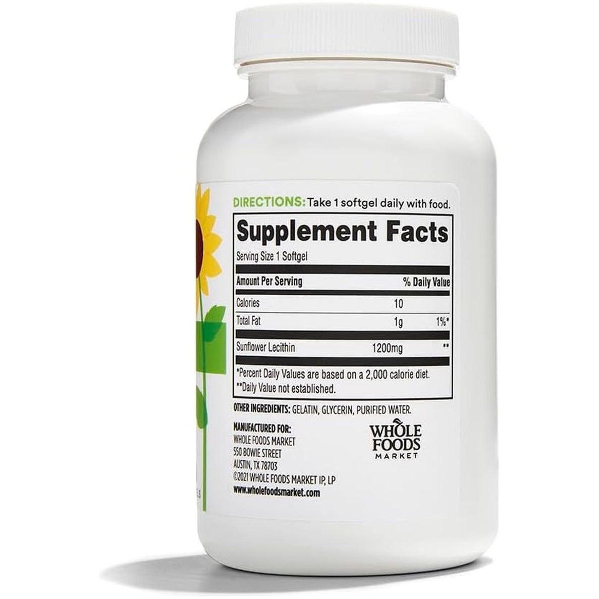 365 by Whole Foods Market, Sunflower Lecithin 1200Mg, 90 Count - Suppviv