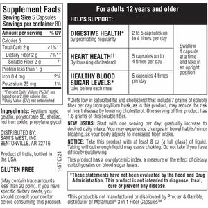 Member'S Mark 100% Natural Psyllium Husk Fiber Capsules, Digestive Health, 400 Count