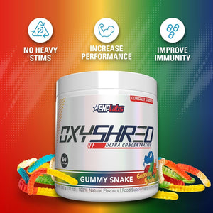 EHP Labs Oxyshred Pre Workout Powder with L Glutamine & Acetyl L Carnitine - Gummy Snake, 60 Servings