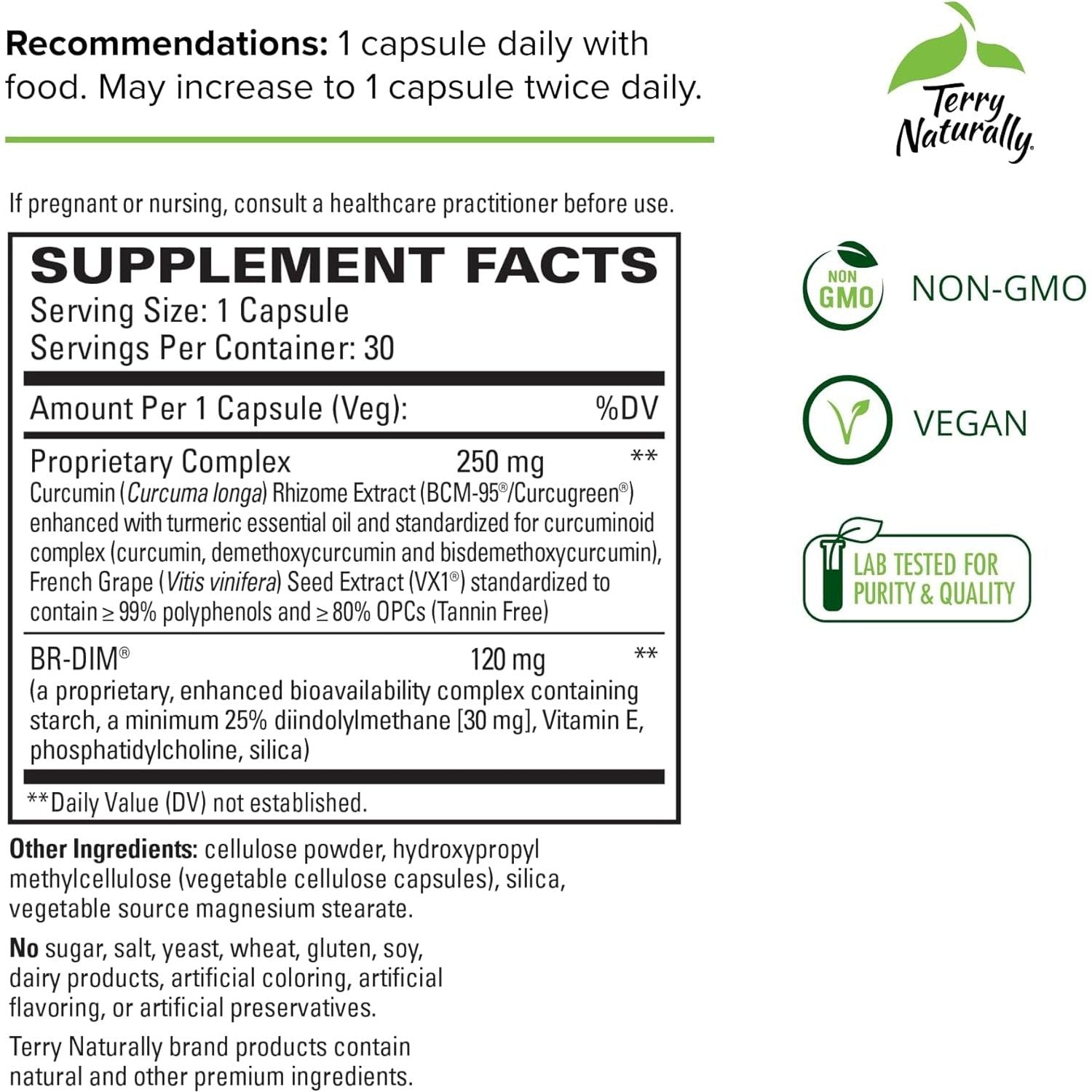 Terry Naturally DIM Complex - Support Hormone Balance for All Ages 30 Capsules