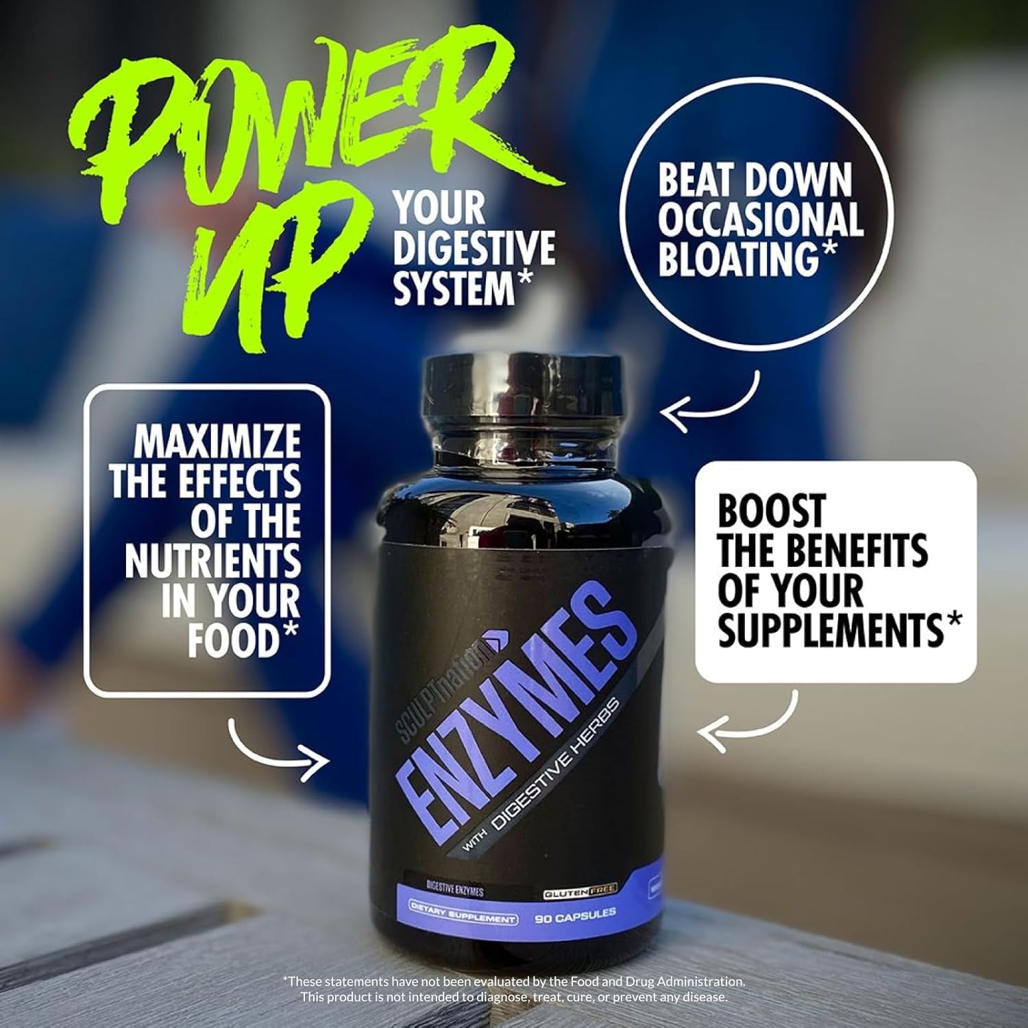 Sculpt Nation by V Shred Digestive Enzymes for Occasional Bloating Relief for Women and Men - 90 Gluten-Free Capsules