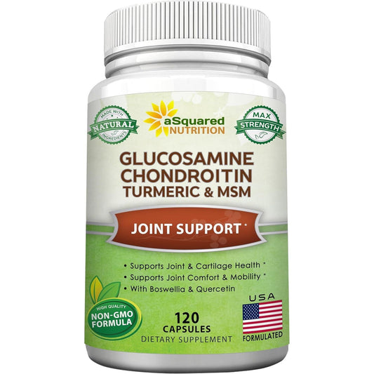 Asquared Nutrition Glucosamine Chondroitin Turmeric MSM Boswellia - 120 Capsules