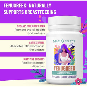 Mama'S Select Organic Fenugreek Capsules – Natural Herbal Lactation Supplement to Boost Milk Supply